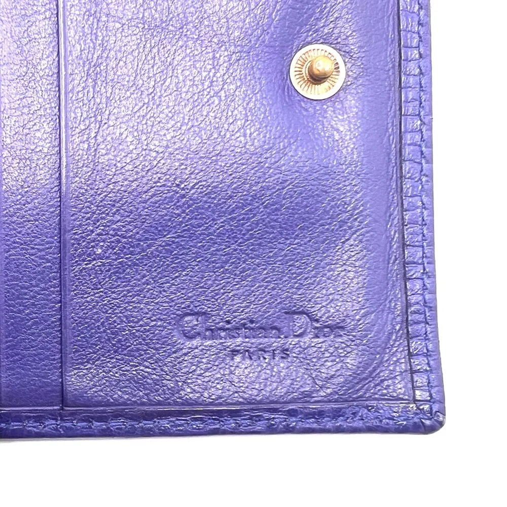 Authentic Christian Dior CD Logo Vintage Blue Leather Compact Bifold Wallet EUC